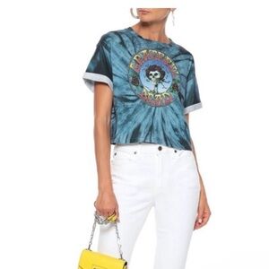 Women’s Alice + Olivia Blue Grateful Dead Tie-Dye Cropped T Shirt L
